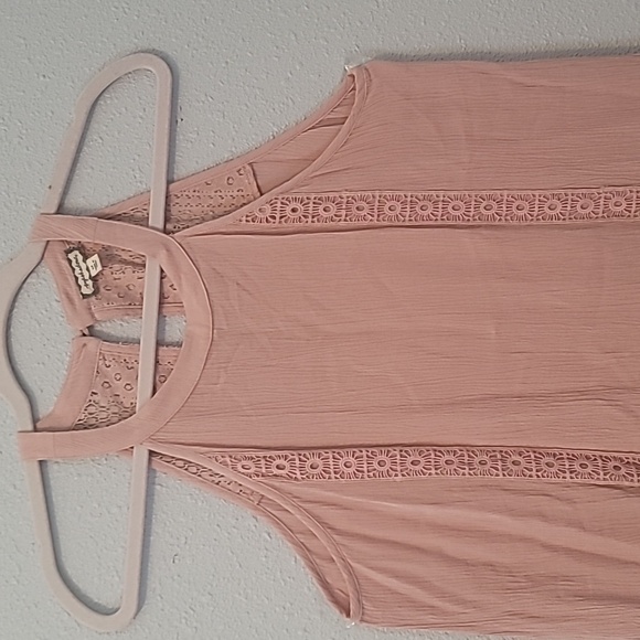 Eyeshadow Pale Pink Gauze Like Racer Back Ruffled Tank Top Size Medium - Picture 4 of 8